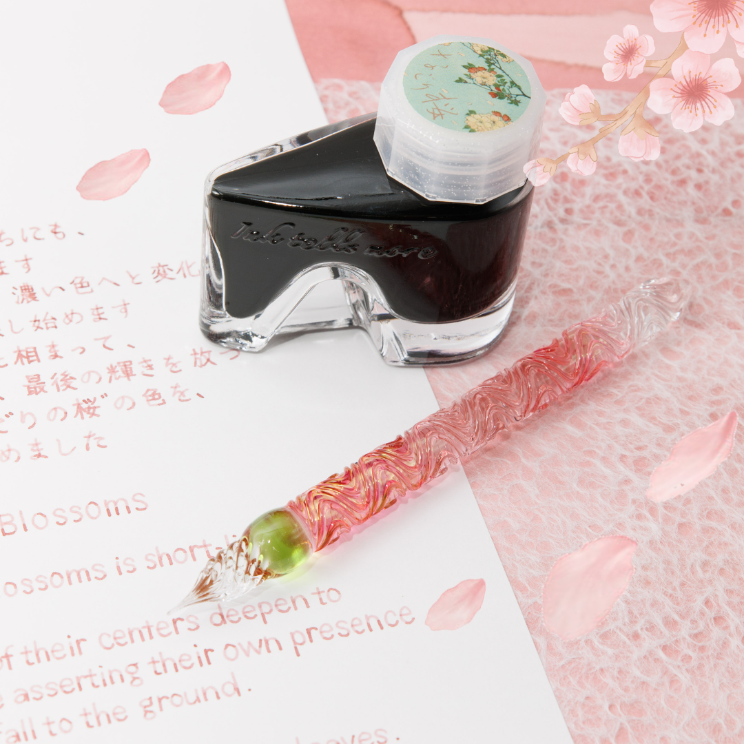 Lingering Cherry Blossoms swell glass pen, BUNGUBOX x Synchronicity Glass Art