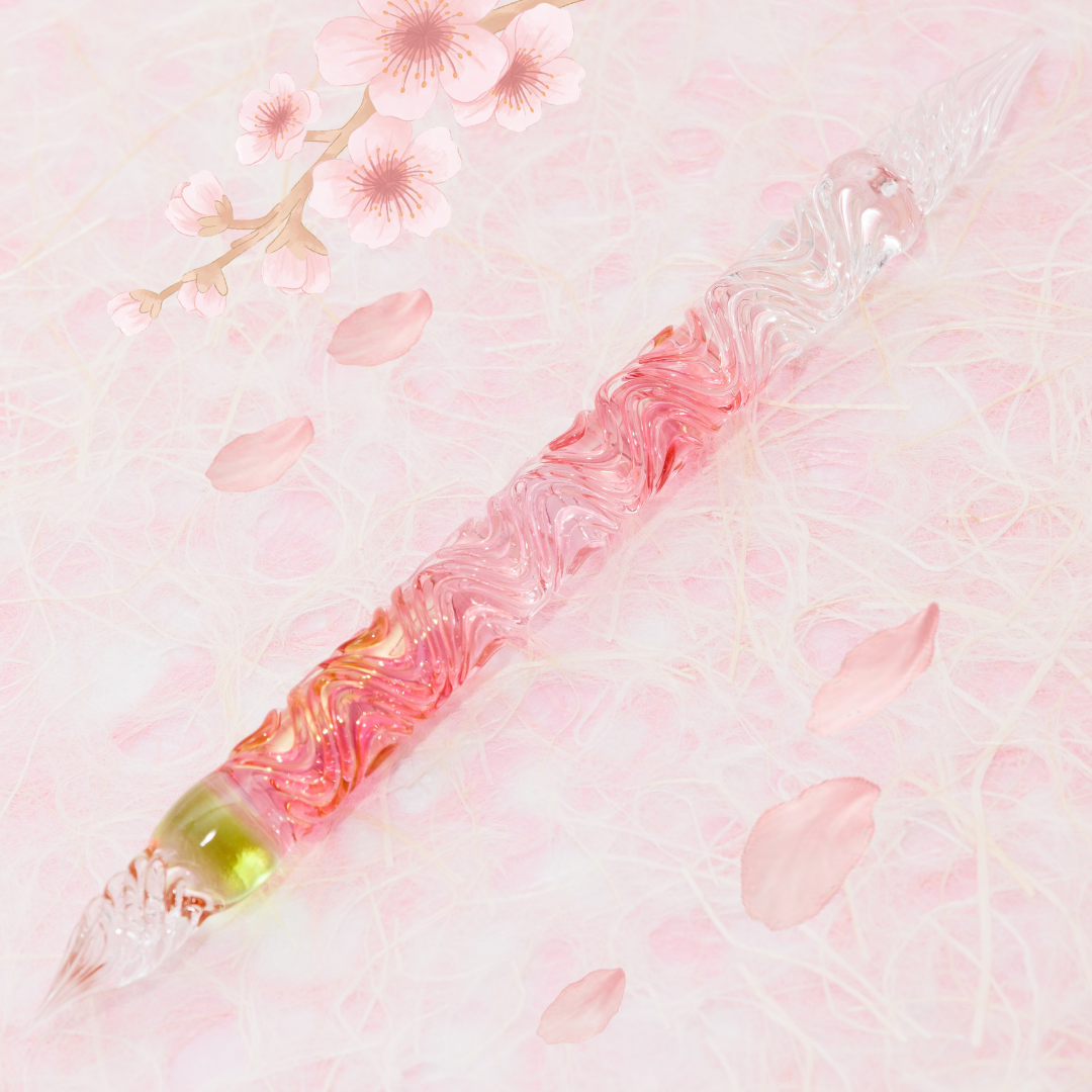 なごり桜 うねり 二刀流 ガラスペン BUNGUBOX x Synchronicity Glass Art