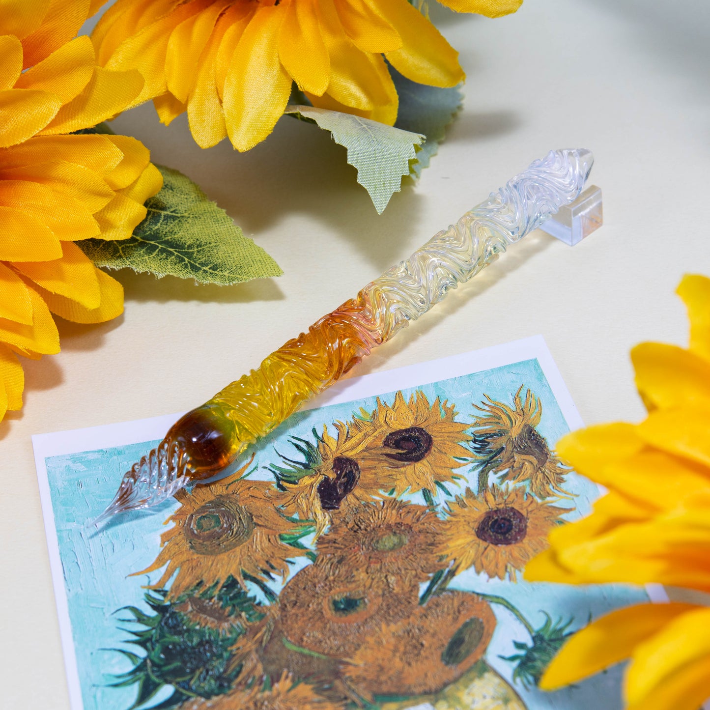 The Sunflowers of Arles Glass Pen, Watercolor version, BUNGUBOX x Synchronicity Glass Art
