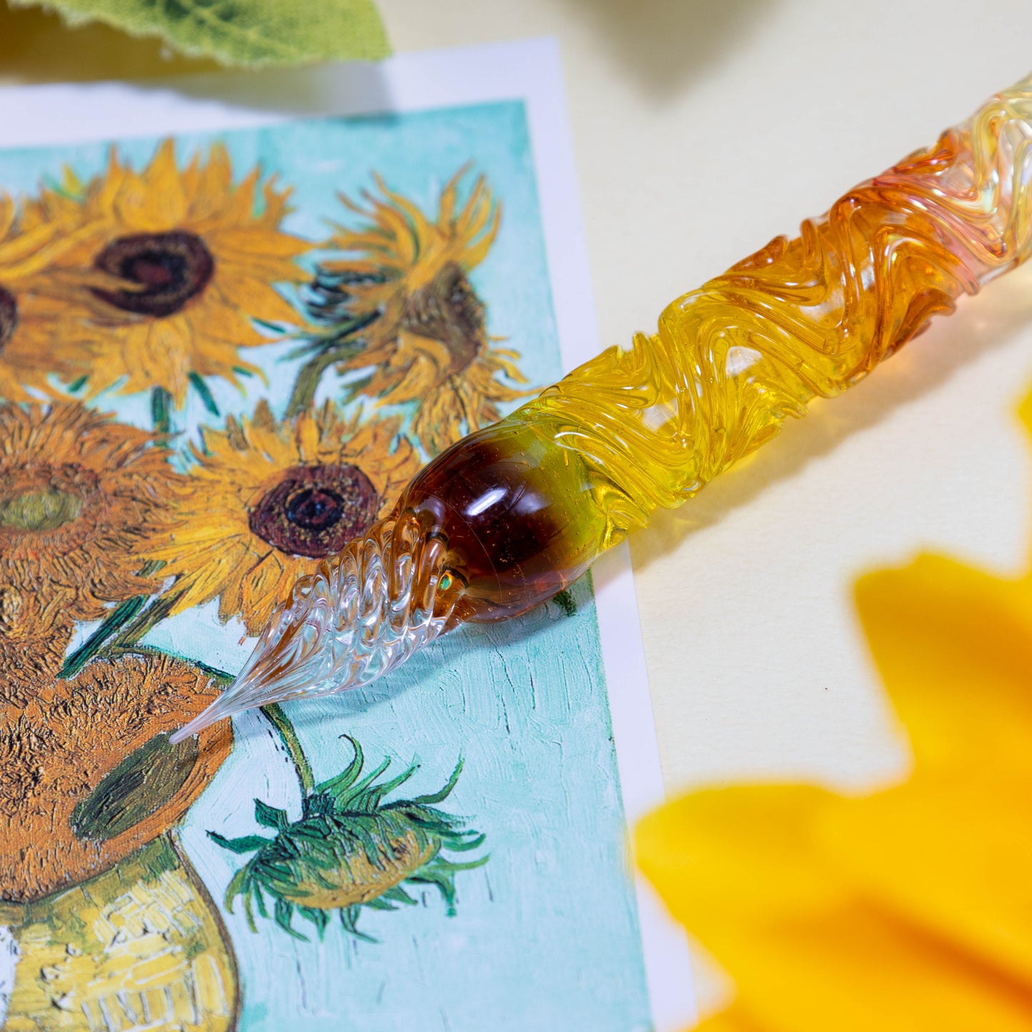 The Sunflowers of Arles Glass Pen, Watercolor version, BUNGUBOX x Synchronicity Glass Art