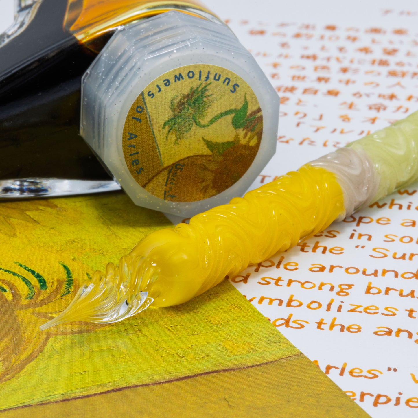 The Sunflowers of Arles Glass Pen, Double sided Oil Paint version, BUNGUBOX x Synchronicity