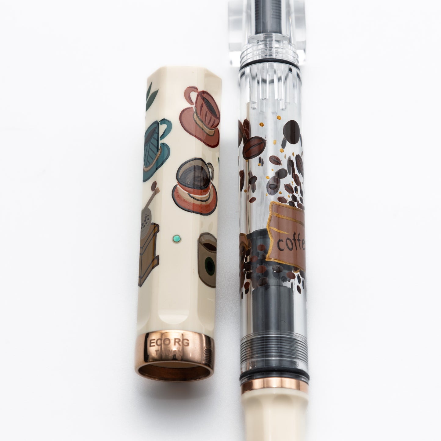 Quartier latin Cafe au lait Wajima Makie fountain pen, TWSBI ECO