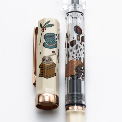 Quartier latin Cafe au lait Wajima Makie fountain pen, TWSBI ECO
