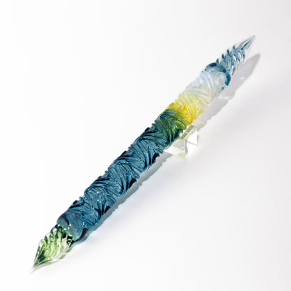 FUJIYAMA BLUE Swell Dual-sided Glass Pen, BUNGUBOX x Synchronicity Glass Art