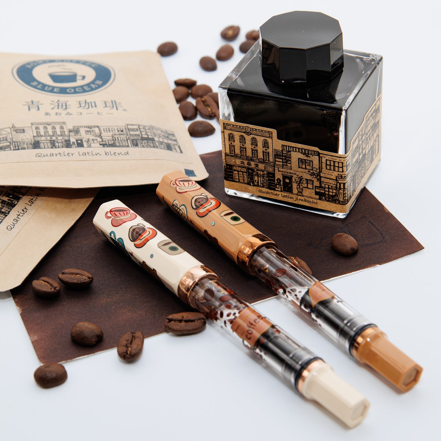 Quartier latin Latte Wajima Makie fountain pen, TWSBI ECO