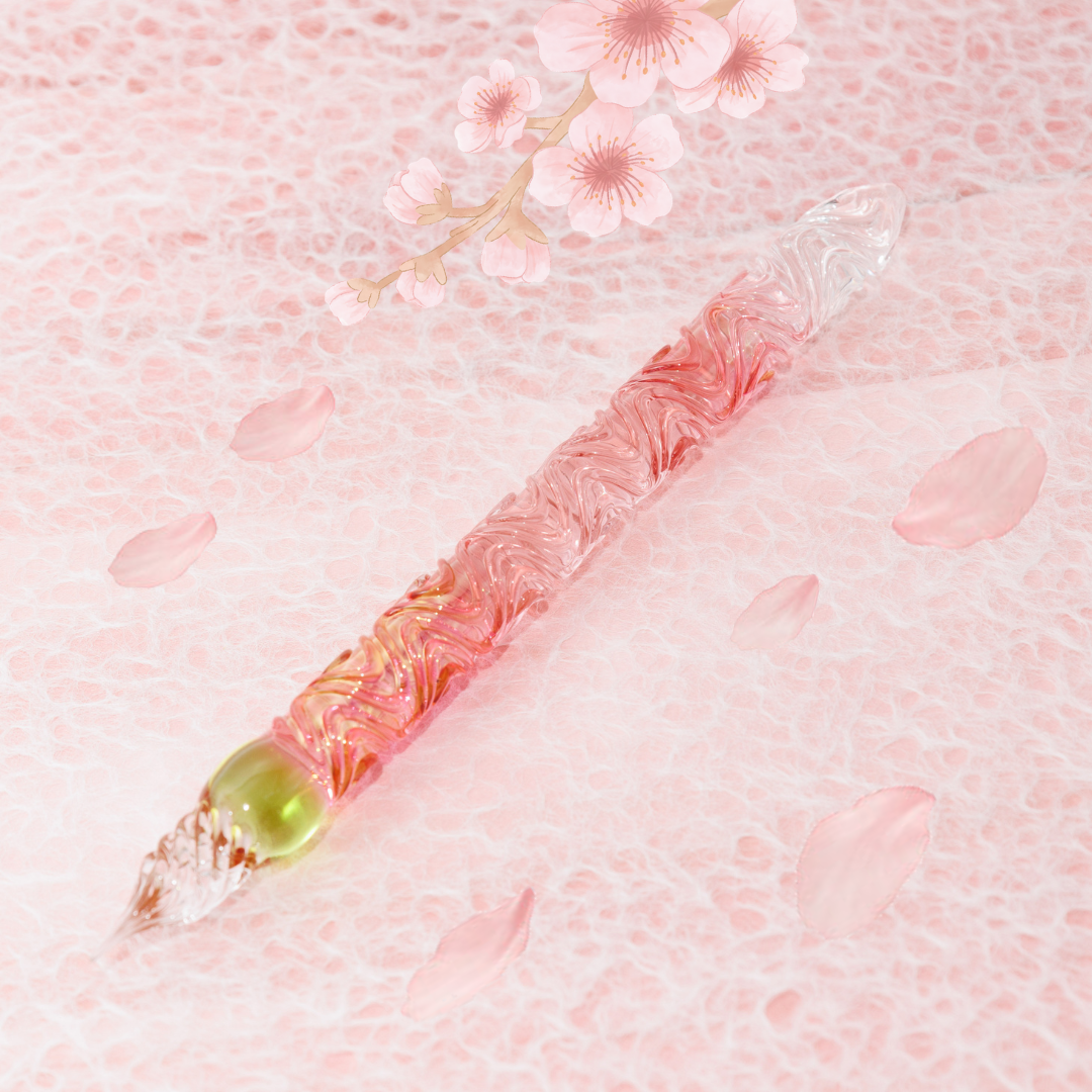 Lingering Cherry Blossoms swell glass pen, BUNGUBOX x Synchronicity Glass Art