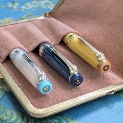 Almond Blossom, Metal Clasp Pen Case for 3 short pens, BUNGUBOX x Penguin Kaban-sha