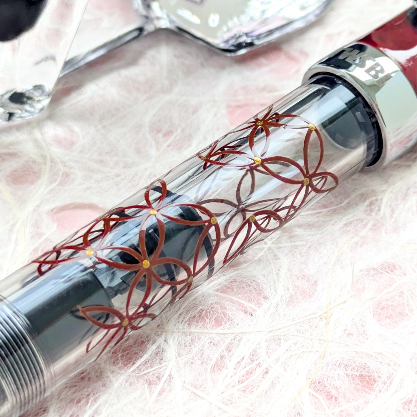 赤溜め七宝繋ぎ 輪島蒔絵万年筆 TWSBI ECO