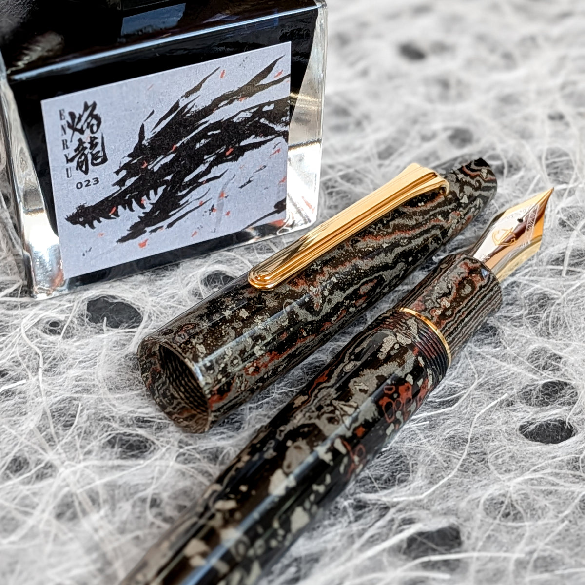 1911 KOP Ebonite Naginata-Togi Fountain Pen "Enryu"
