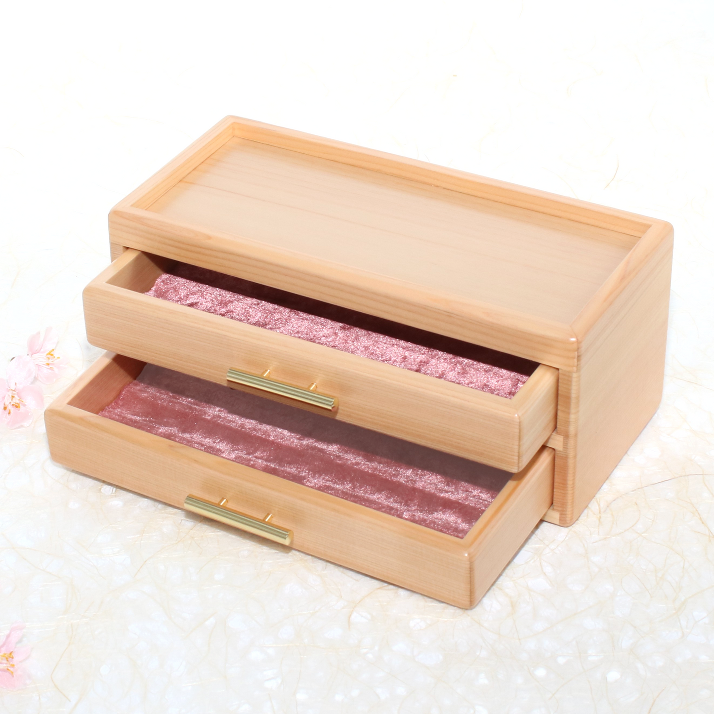 陽桜(ひざくら) ペンボックス8本用 ２段 (布・桜) BUNGUBOX x 豊岡クラフト