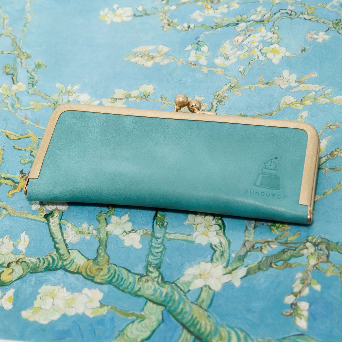 Almond Blossom, Metal Clasp Pen Case for 2 short pens, BUNGUBOX x Penguin Kaban-sha