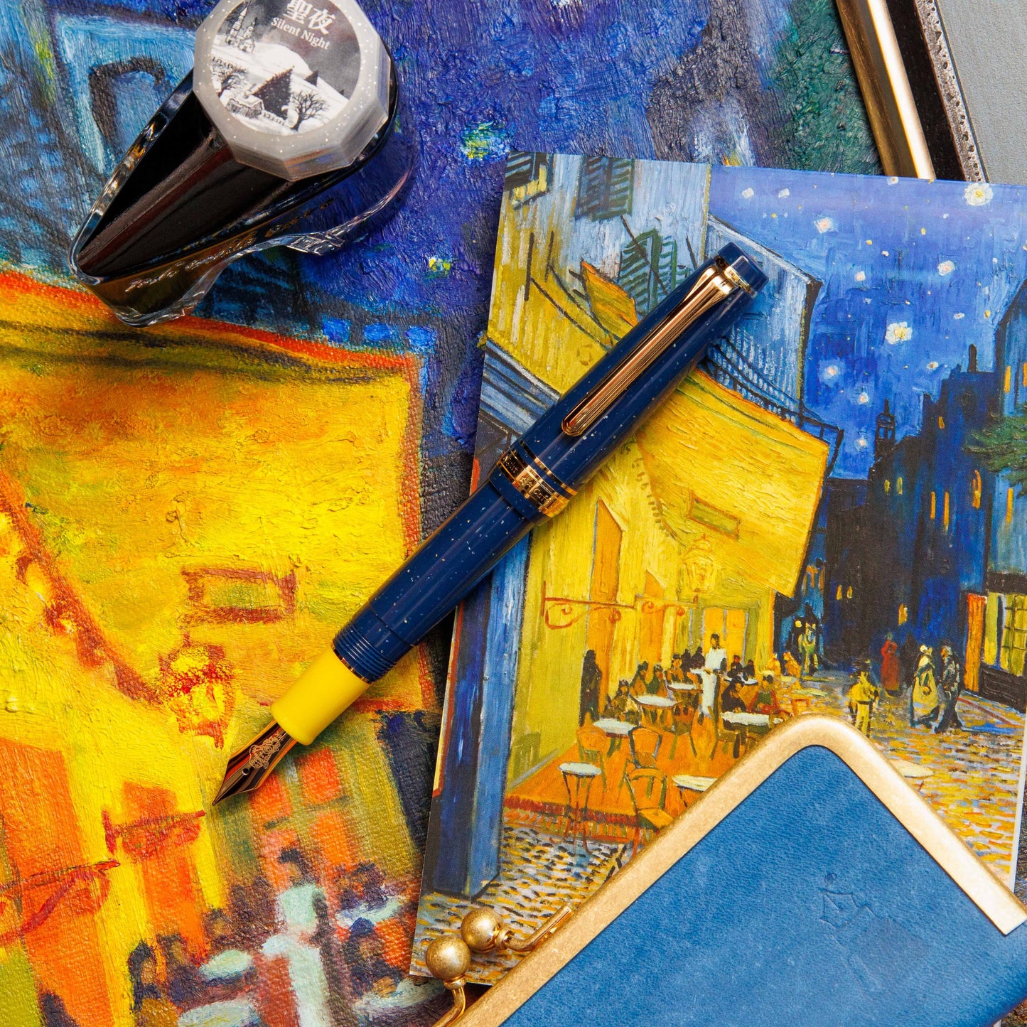 Café Terrace at Night Bumpy Memo Pad for Fountain Pens